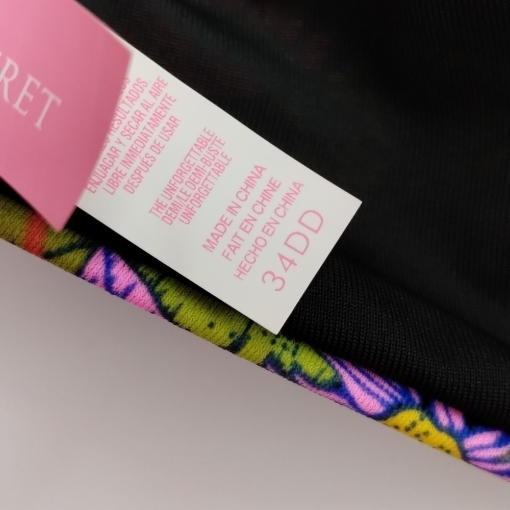 Victoria Secret 34DD floral bikini top fasten back and neck tie back - Picture 7 of 8